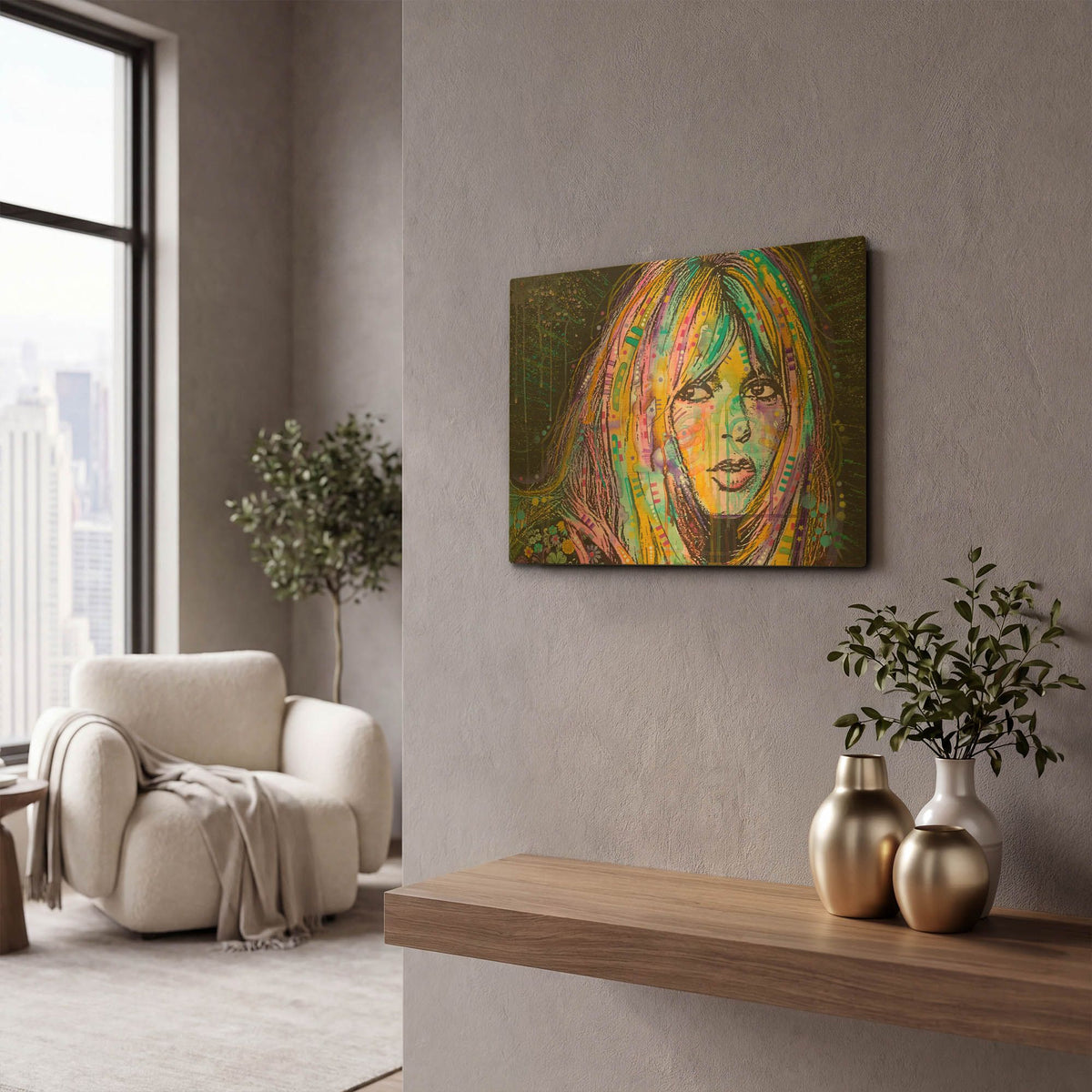 'Bardot1' By Dean Russo Gold Metal Wall Art