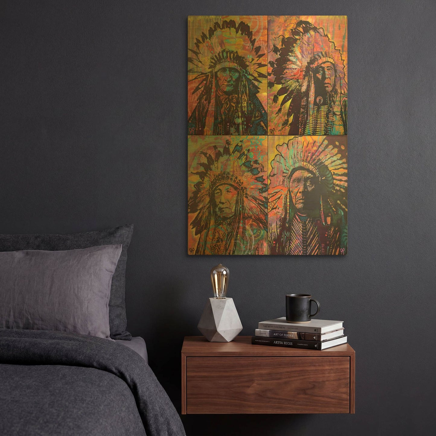 'Chiefs Quadrant' By Dean Russo Gold Metal Wall Art