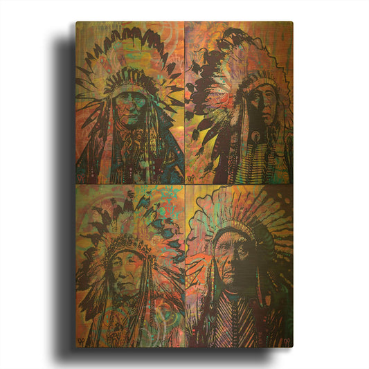 'Chiefs Quadrant' By Dean Russo Gold Metal Wall Art
