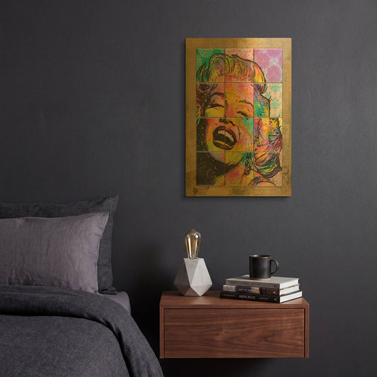 'Marilyn in Tiles' By Dean Russo Gold Metal Wall Art