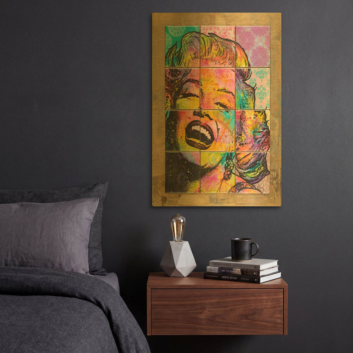 'Marilyn in Tiles' By Dean Russo Gold Metal Wall Art
