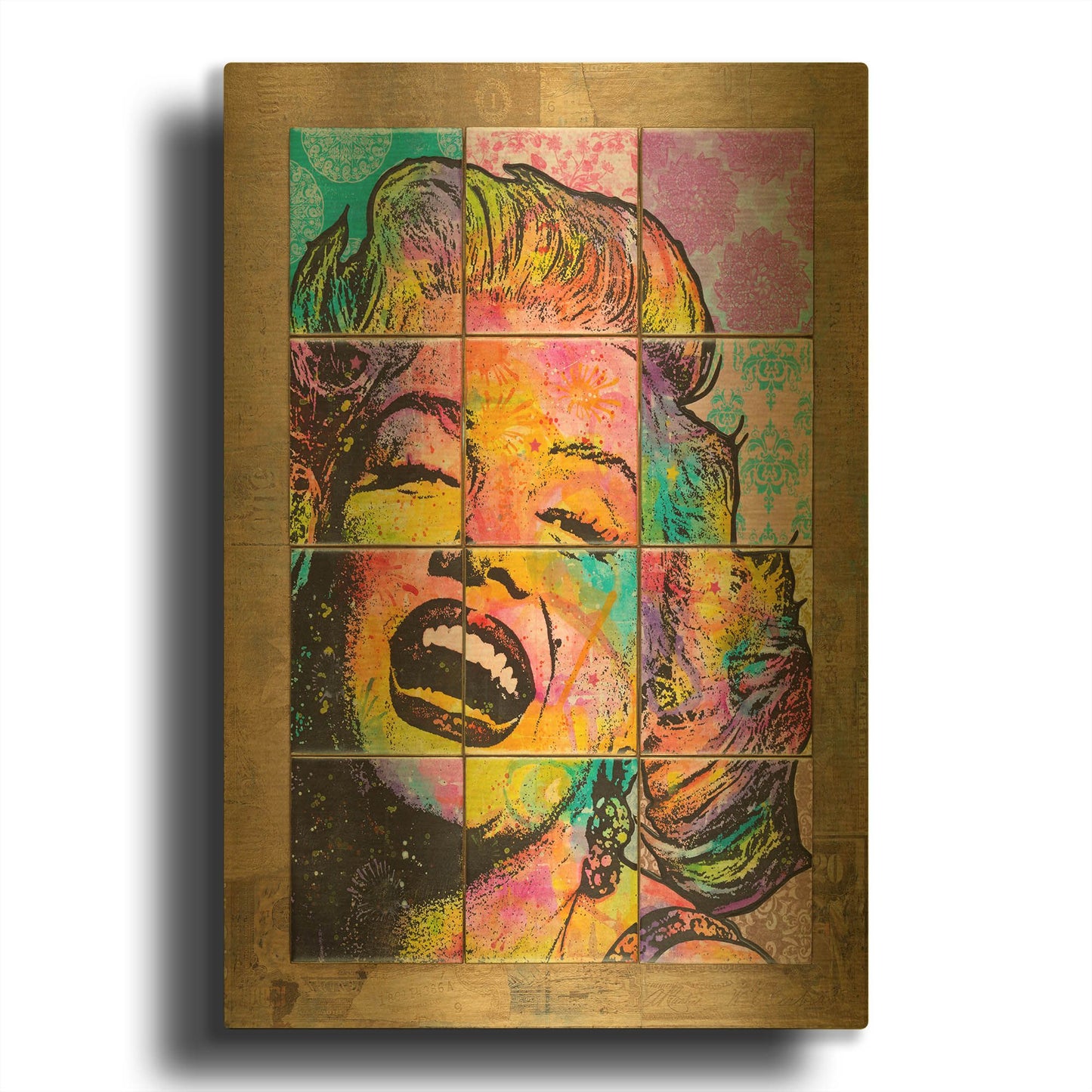 'Marilyn in Tiles' By Dean Russo Gold Metal Wall Art