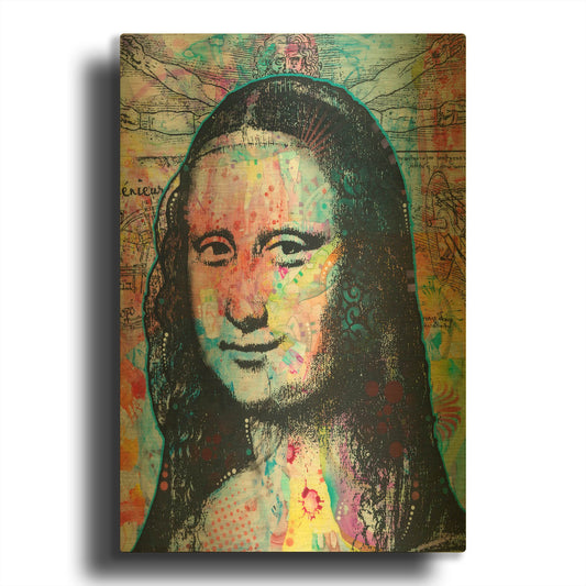 'Mona Lisa with David on Top' By Dean Russo Gold Metal Wall Art