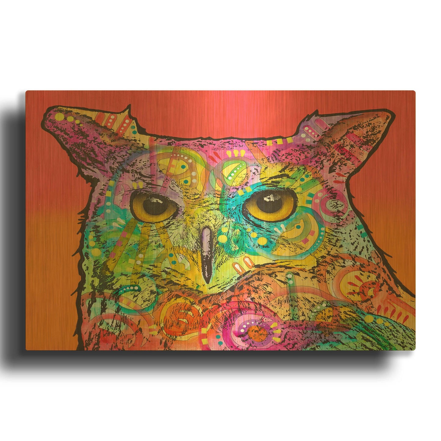 'Red Owl' By Dean Russo Gold Metal Wall Art