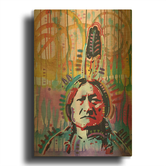 'Sitting Bull purple' By Dean Russo Gold Metal Wall Art