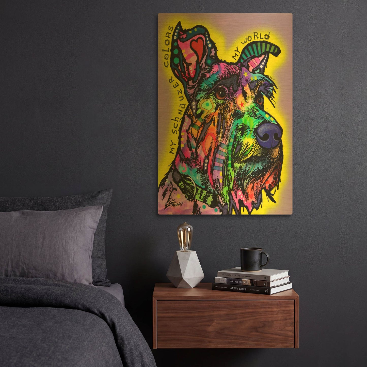 'My Schnauzer' By Dean Russo Gold Metal Wall Art