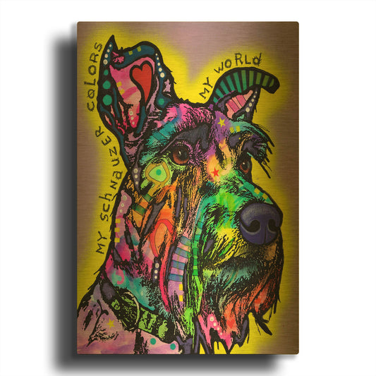 'My Schnauzer' By Dean Russo Gold Metal Wall Art