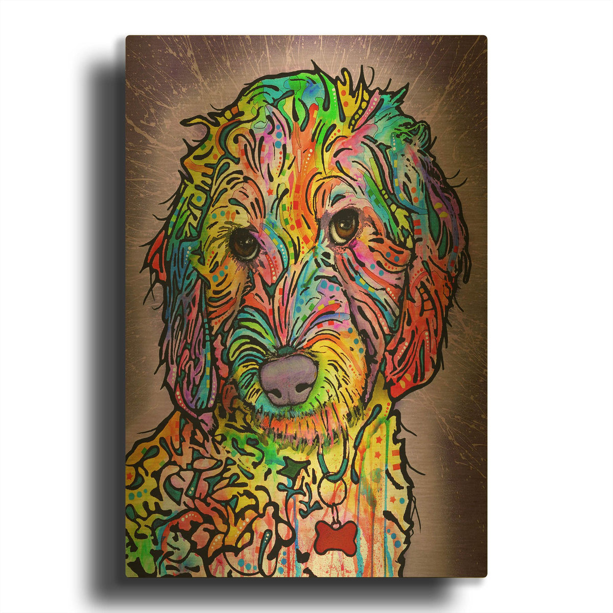 'Sweet Poodle' By Dean Russo Gold Metal Wall Art