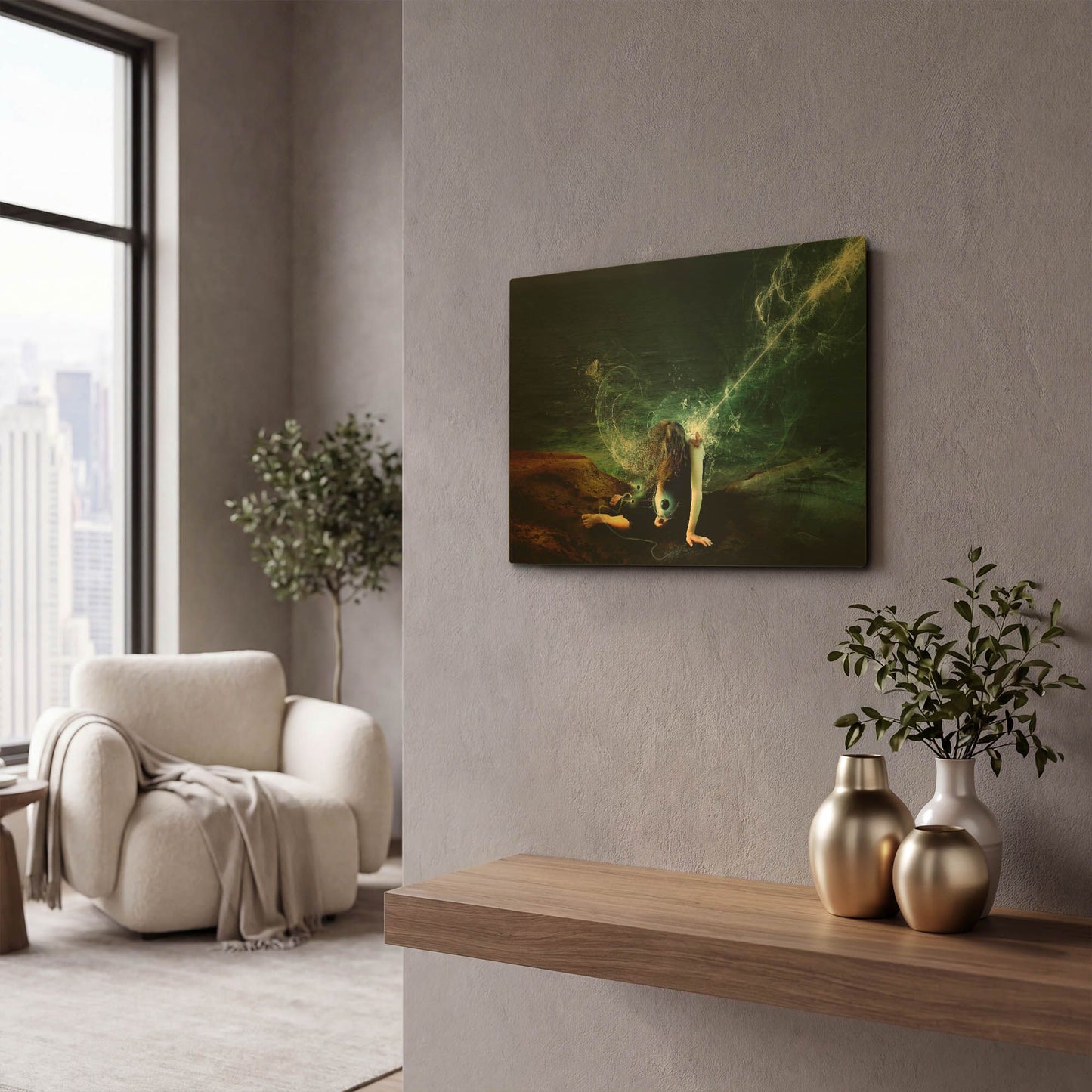 'The Subconsciousness' By Mario Sanchez Nevado Gold Metal Wall Art