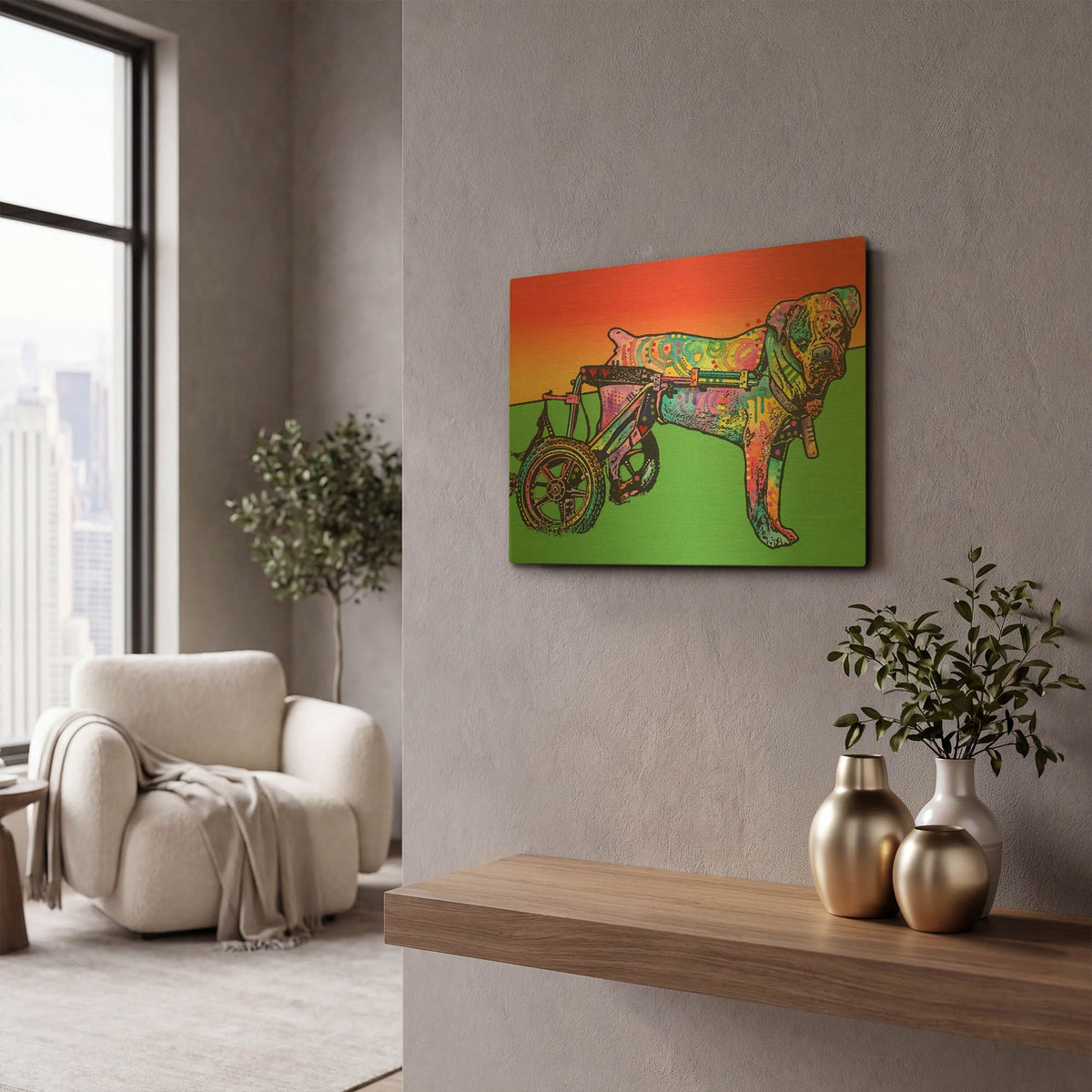 'Ospa On Wheels' By Dean Russo Gold Metal Wall Art