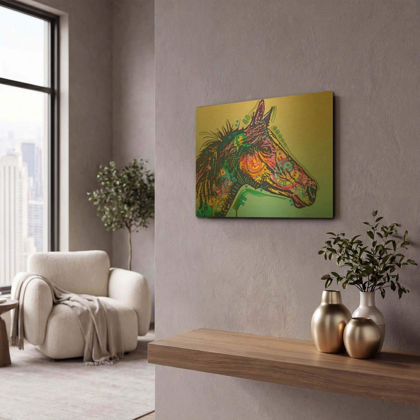 'Basha Custom 3' By Dean Russo Gold Metal Wall Art