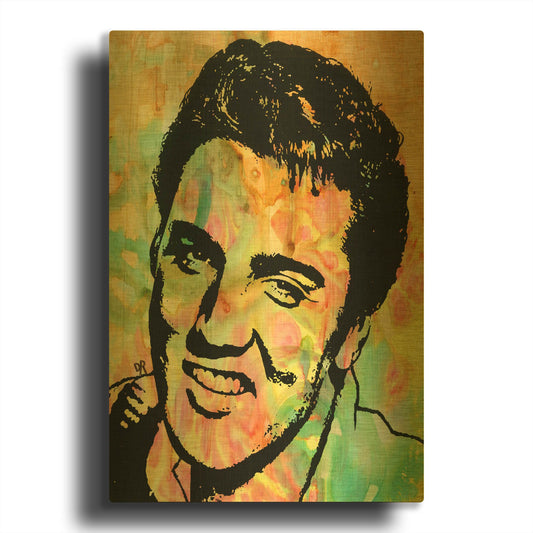 'Elvis 3' By Dean Russo Gold Metal Wall Art