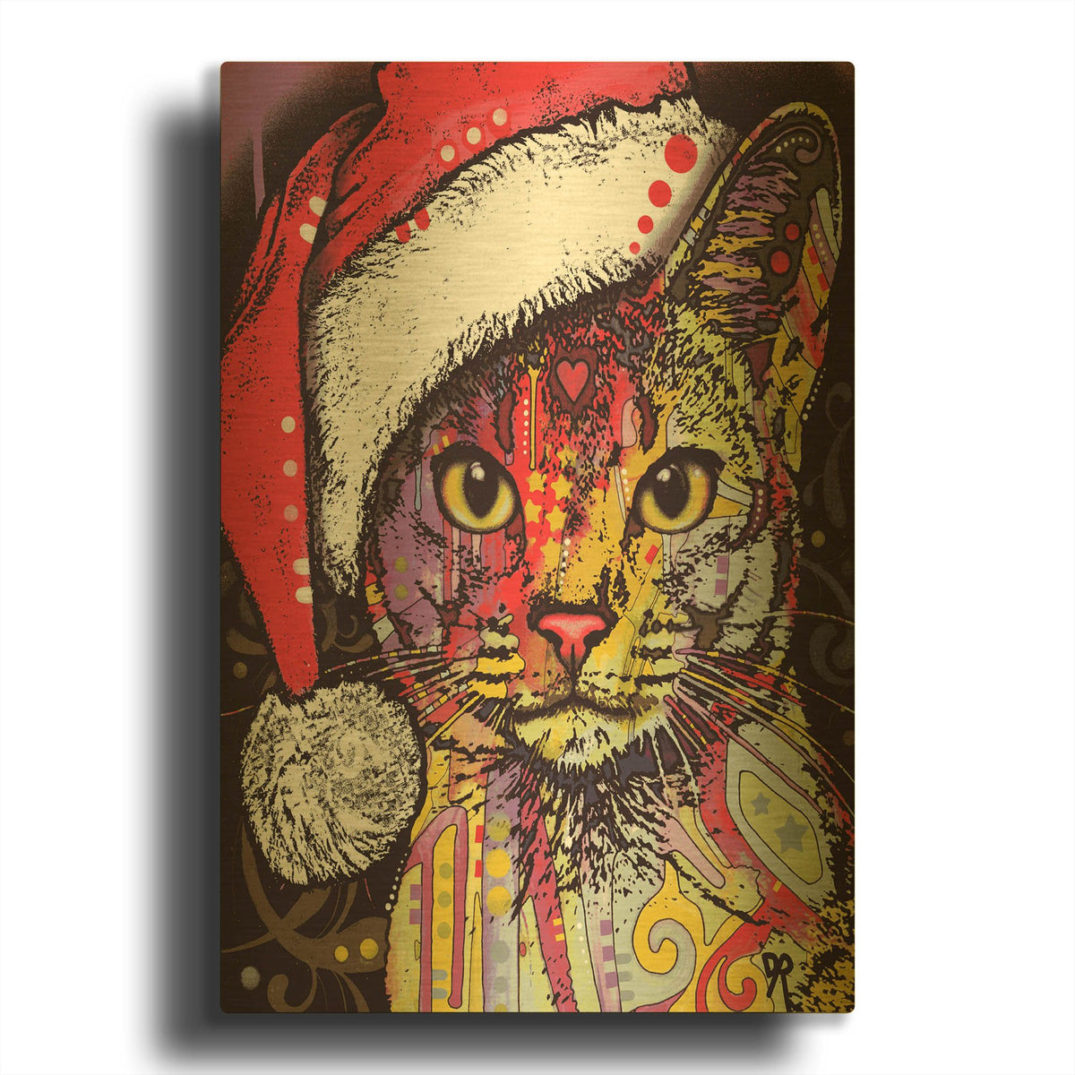 'Abyssinian Christmas Edition' By Dean Russo Gold Metal Wall Art