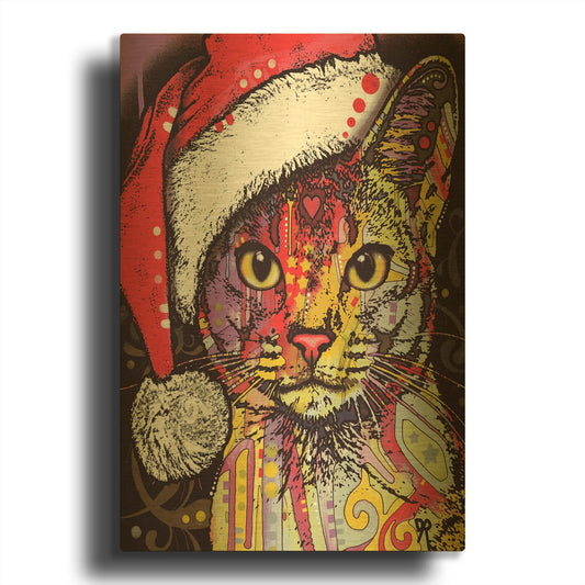 'Abyssinian Christmas Edition' By Dean Russo Gold Metal Wall Art