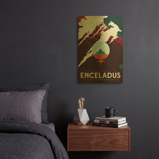 'Enceladus' By NASA Posters Gold Metal Wall Art