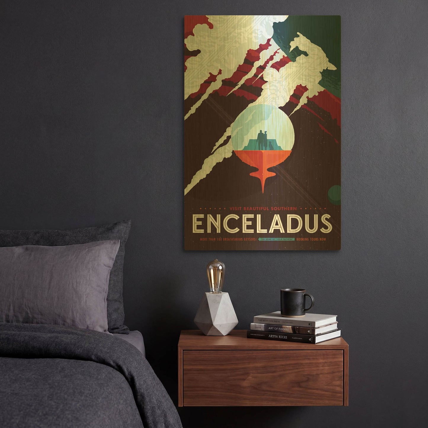 'Enceladus' By NASA Posters Gold Metal Wall Art