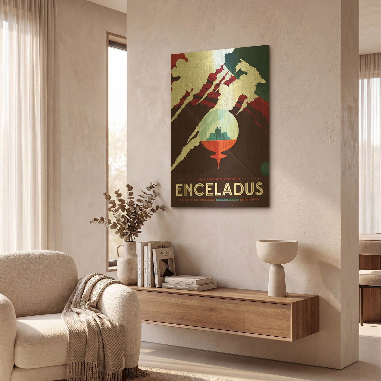 'Enceladus' By NASA Posters Gold Metal Wall Art
