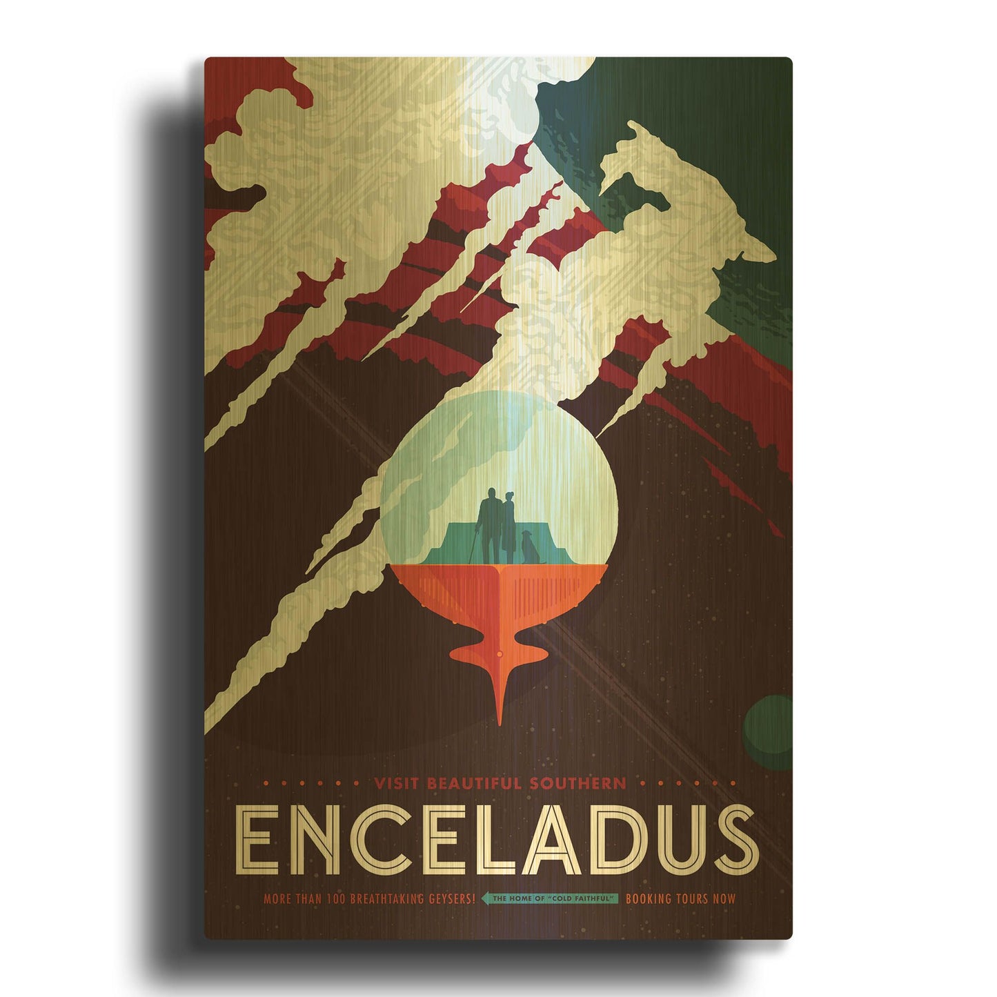 'Enceladus' By NASA Posters Gold Metal Wall Art