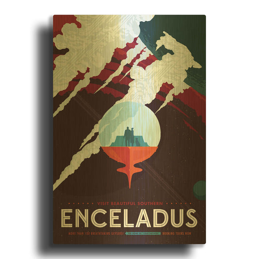 'Enceladus' By NASA Posters Gold Metal Wall Art