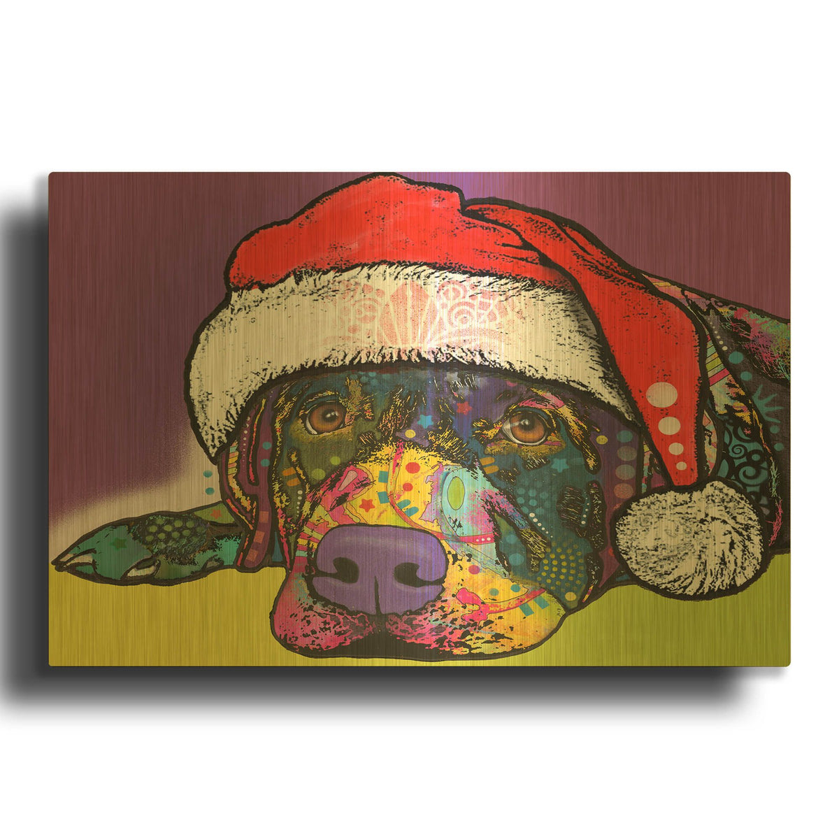 'Savvy Labrador Christmas' By Dean Russo Gold Metal Wall Art