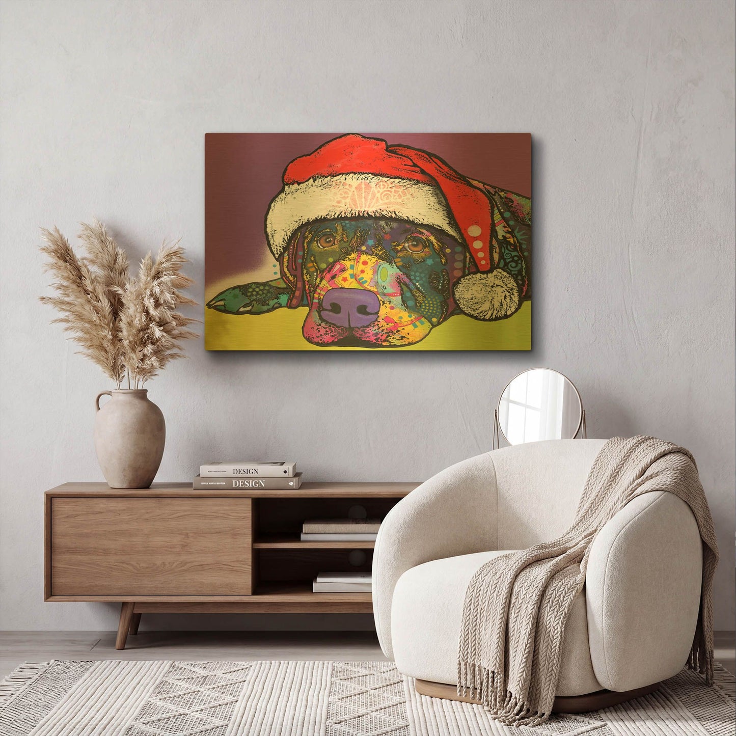 'Savvy Labrador Christmas' By Dean Russo Gold Metal Wall Art