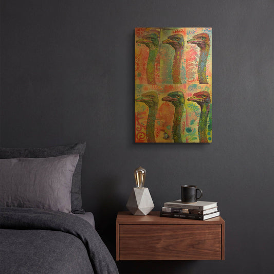 '6 Ostriches' By Dean Russo Gold Metal Wall Art