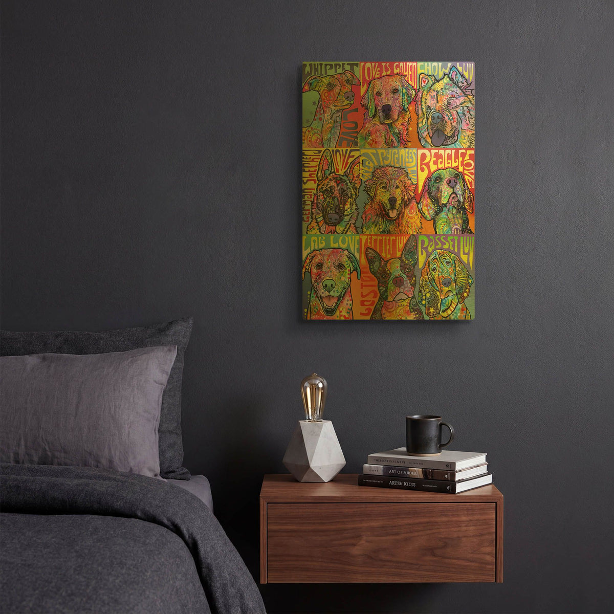 'Nine Up Of Dogs' By Dean Russo Gold Metal Wall Art