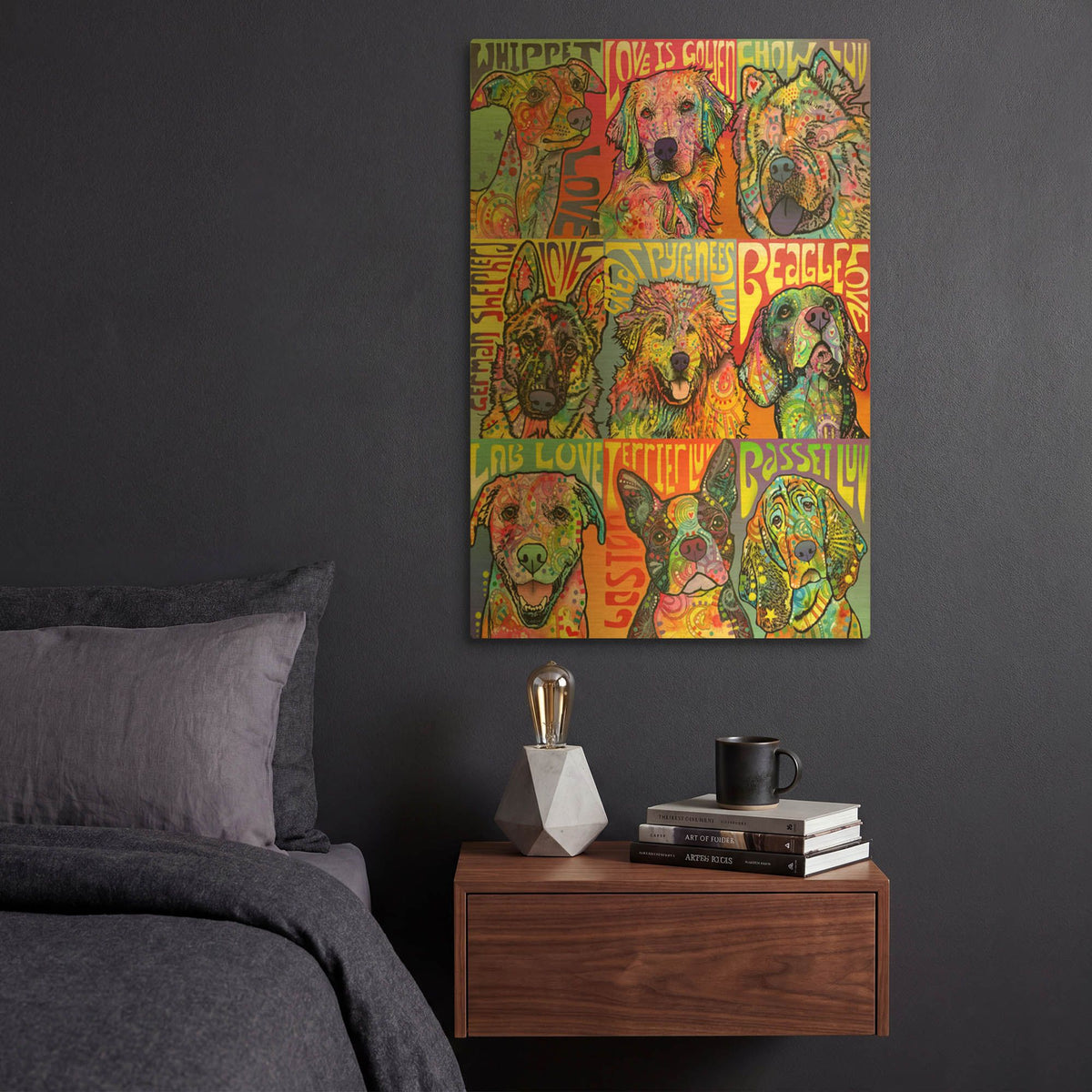 'Nine Up Of Dogs' By Dean Russo Gold Metal Wall Art