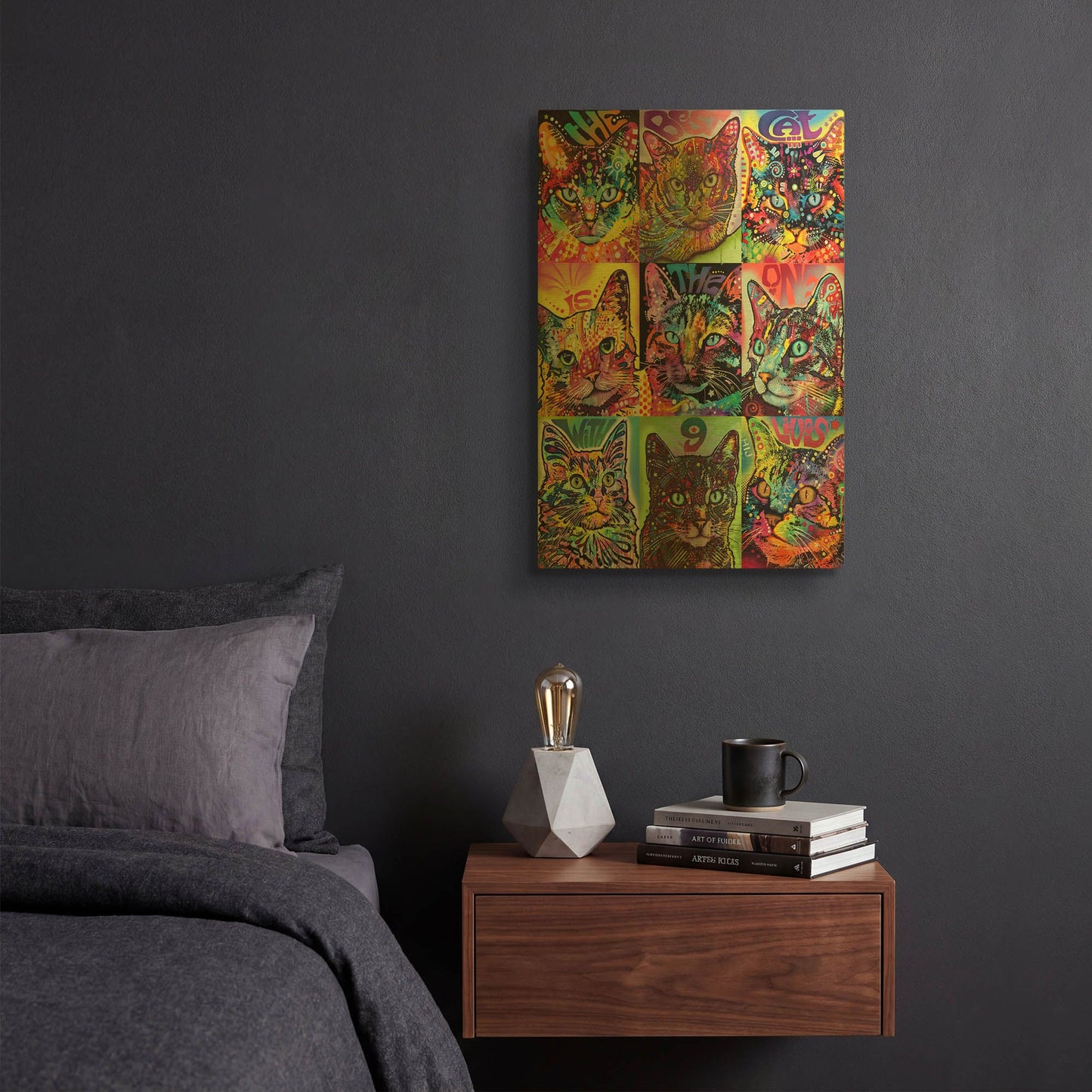 'Nine Up Of Cats' By Dean Russo Gold Metal Wall Art
