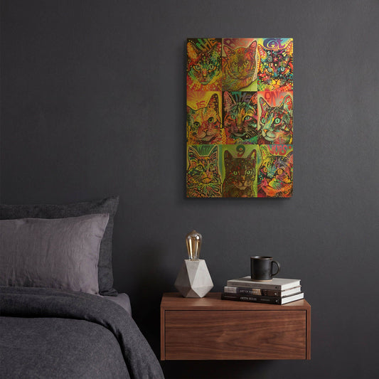 'Nine Up Of Cats' By Dean Russo Gold Metal Wall Art