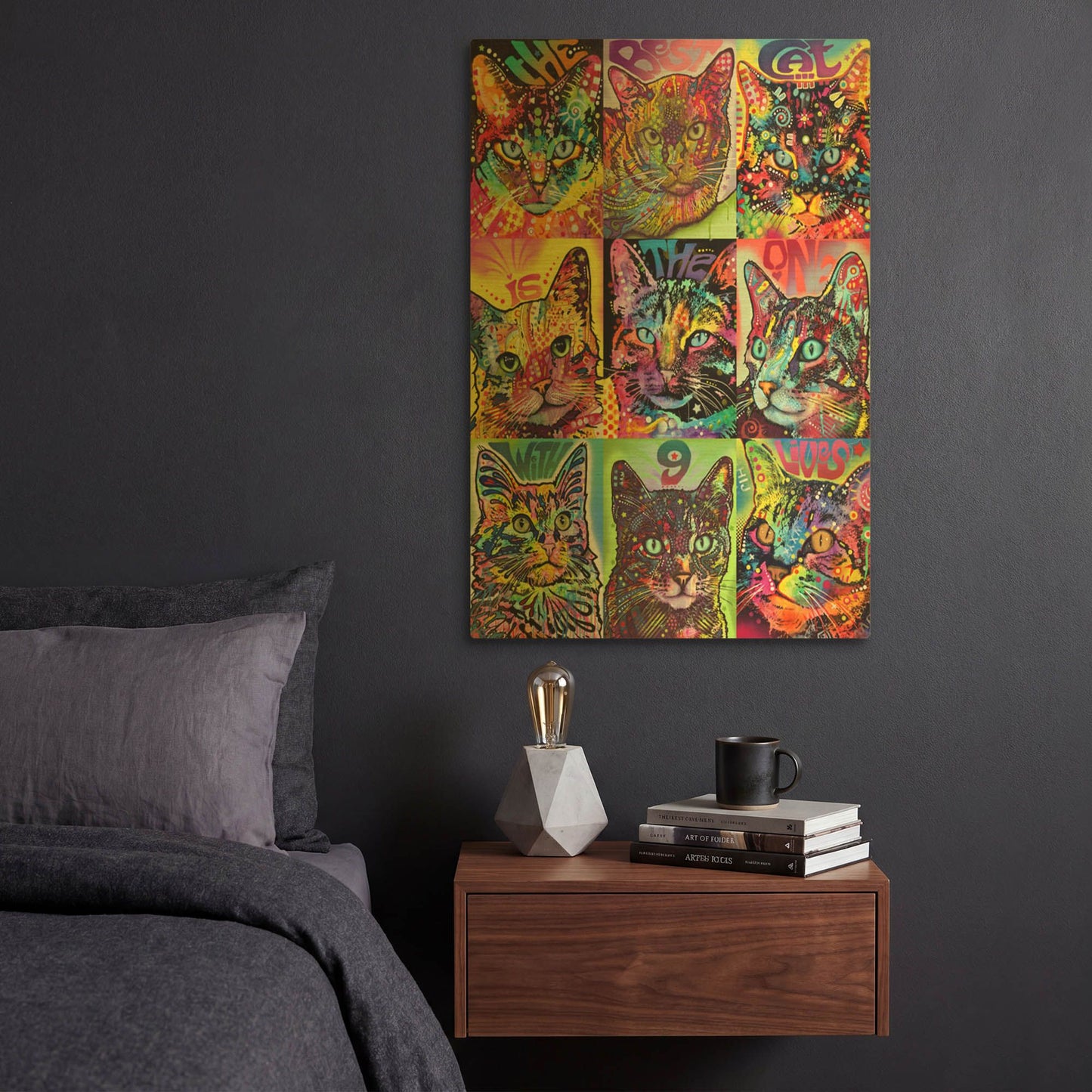 'Nine Up Of Cats' By Dean Russo Gold Metal Wall Art