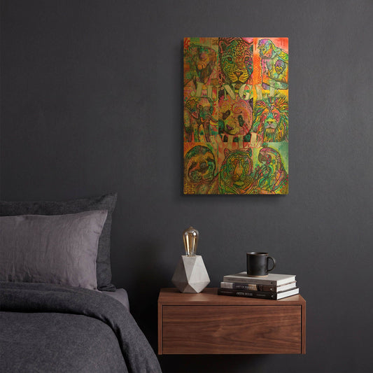 'Nine Up Of Jungle Wild' By Dean Russo Gold Metal Wall Art