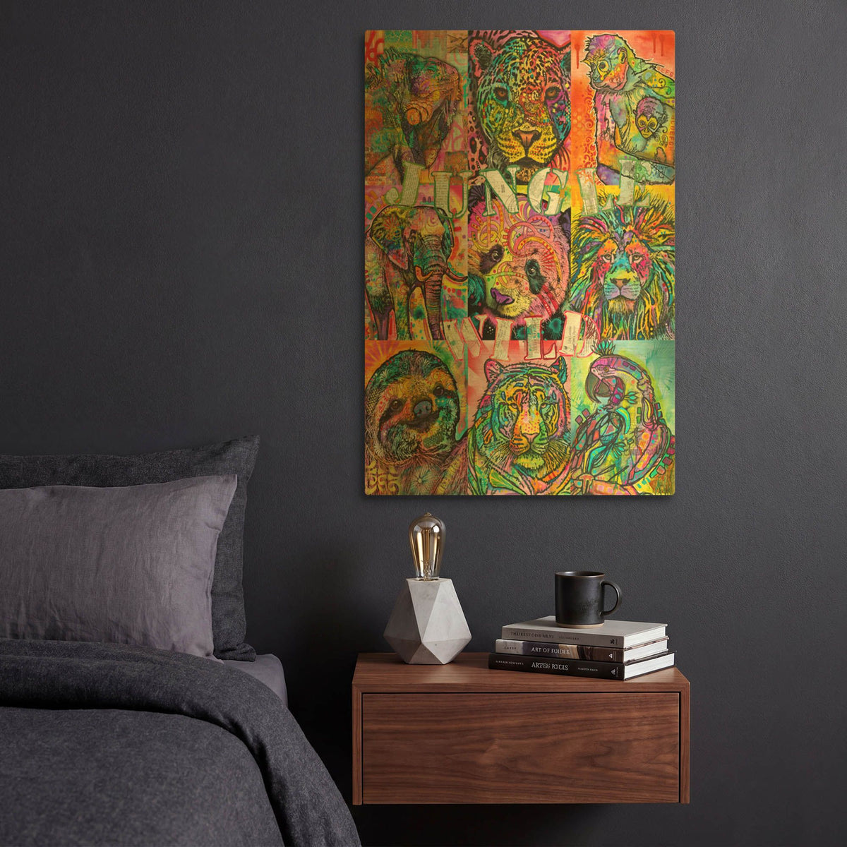 'Nine Up Of Jungle Wild' By Dean Russo Gold Metal Wall Art
