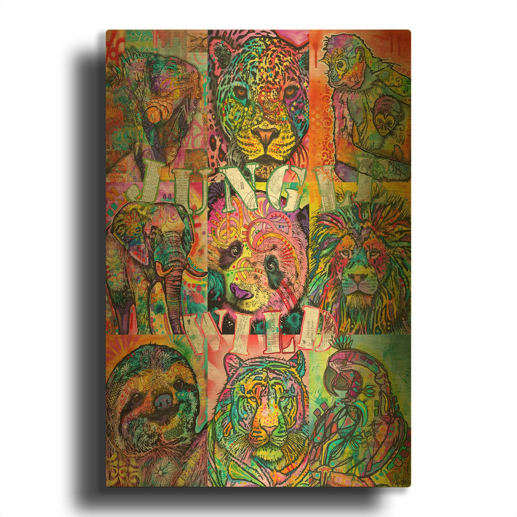 'Nine Up Of Jungle Wild' By Dean Russo Gold Metal Wall Art
