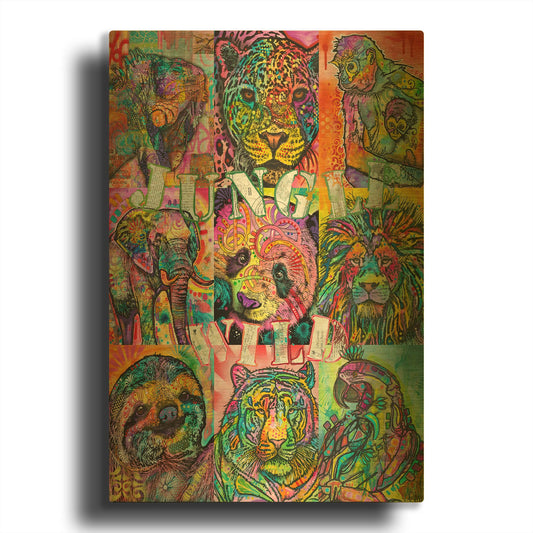 'Nine Up Of Jungle Wild' By Dean Russo Gold Metal Wall Art