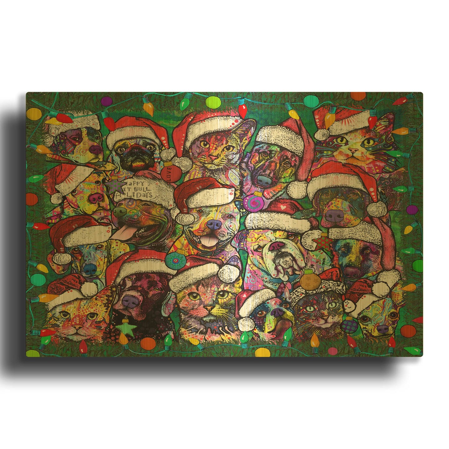 'Christmas Collage' By Dean Russo Gold Metal Wall Art