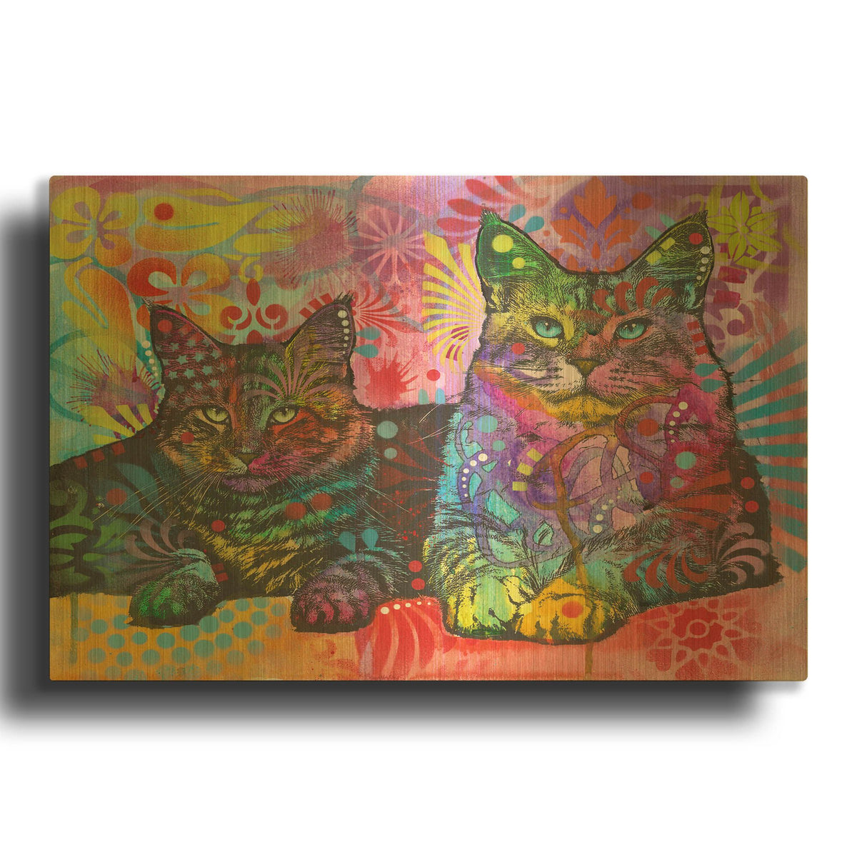'2 Cats' By Dean Russo Gold Metal Wall Art