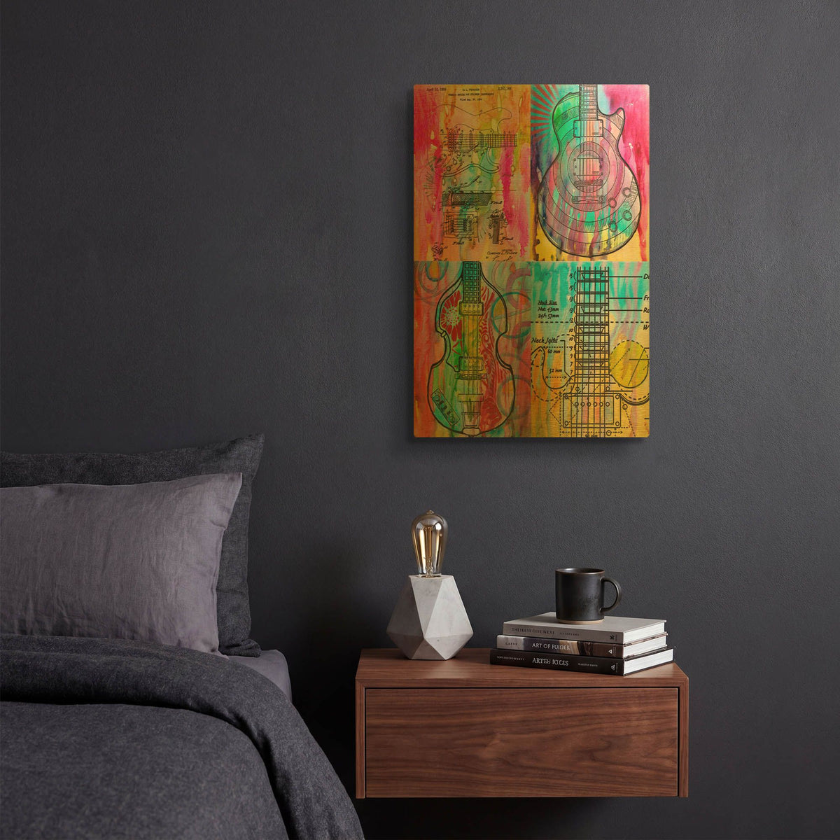 'Four Guitars' By Dean Russo Gold Metal Wall Art