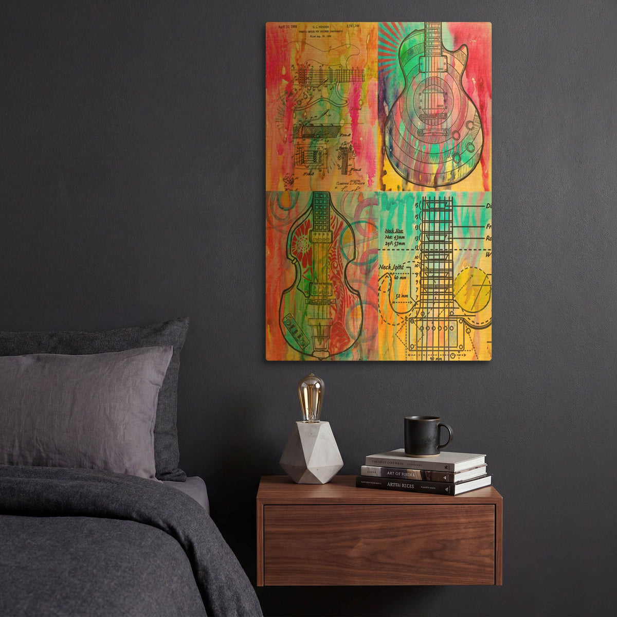 'Four Guitars' By Dean Russo Gold Metal Wall Art