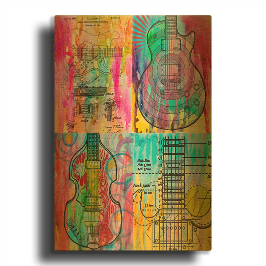 'Four Guitars' By Dean Russo Gold Metal Wall Art