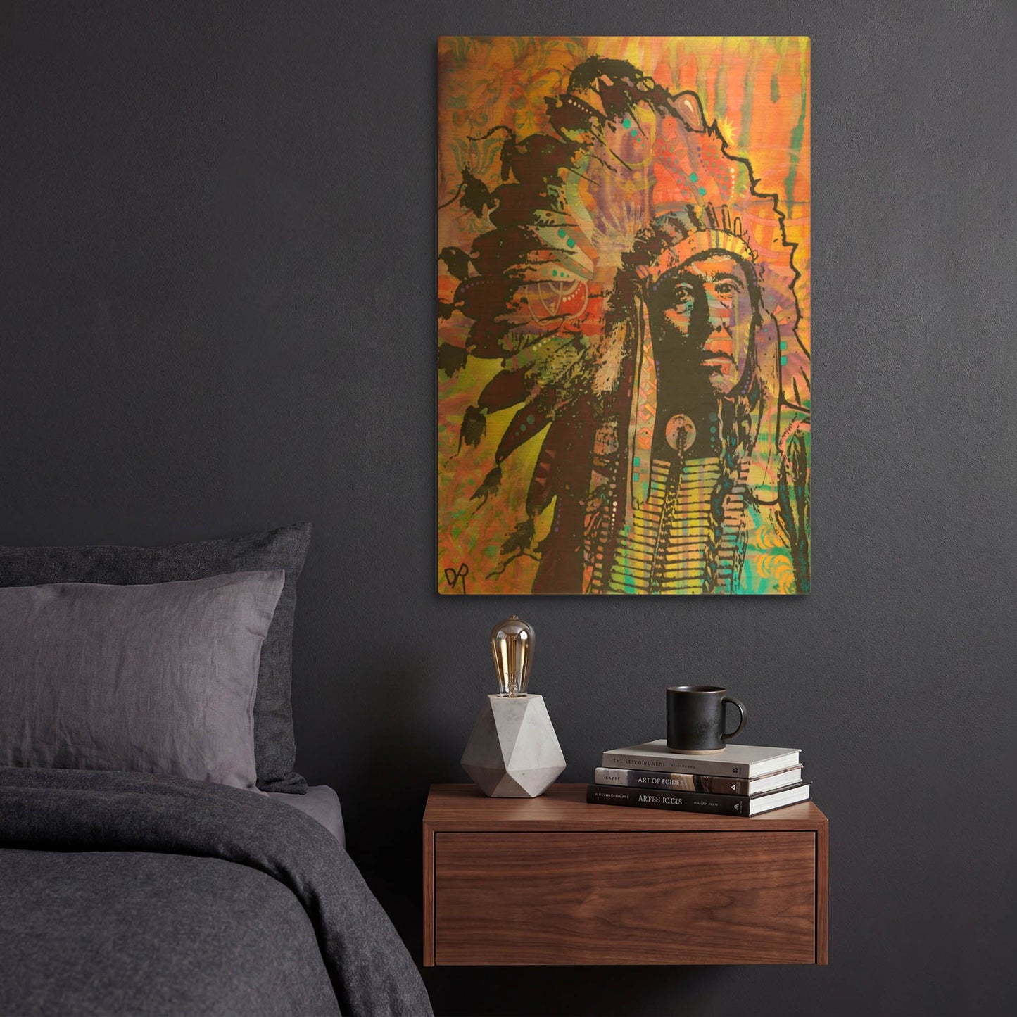 'Native American III' By Dean Russo Gold Metal Wall Art