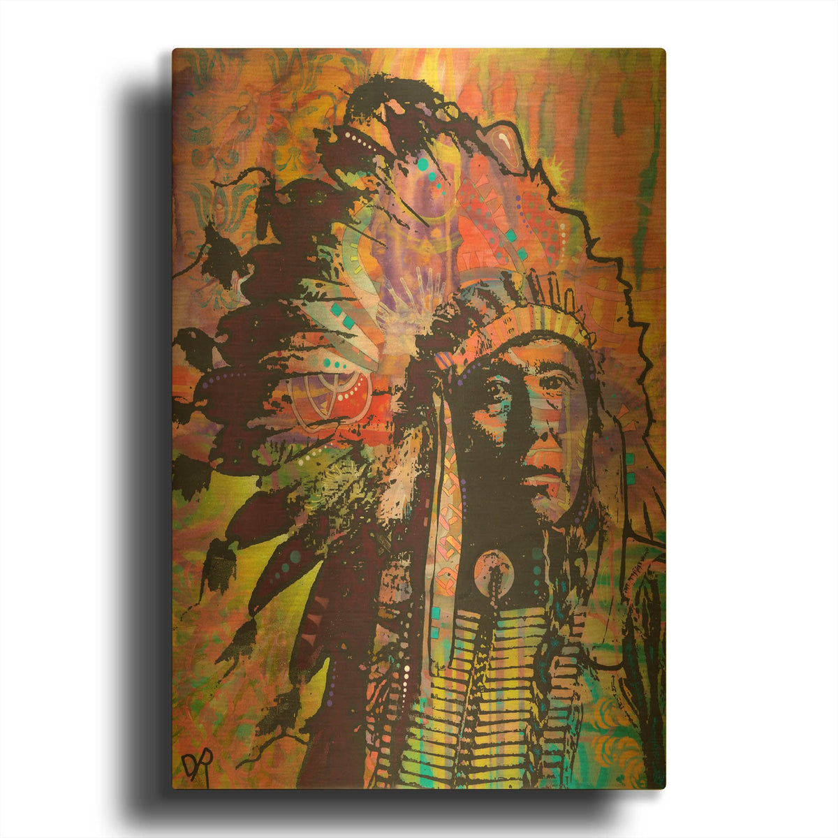 'Native American III' By Dean Russo Gold Metal Wall Art