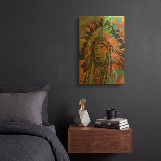 'Native American V' By Dean Russo Gold Metal Wall Art