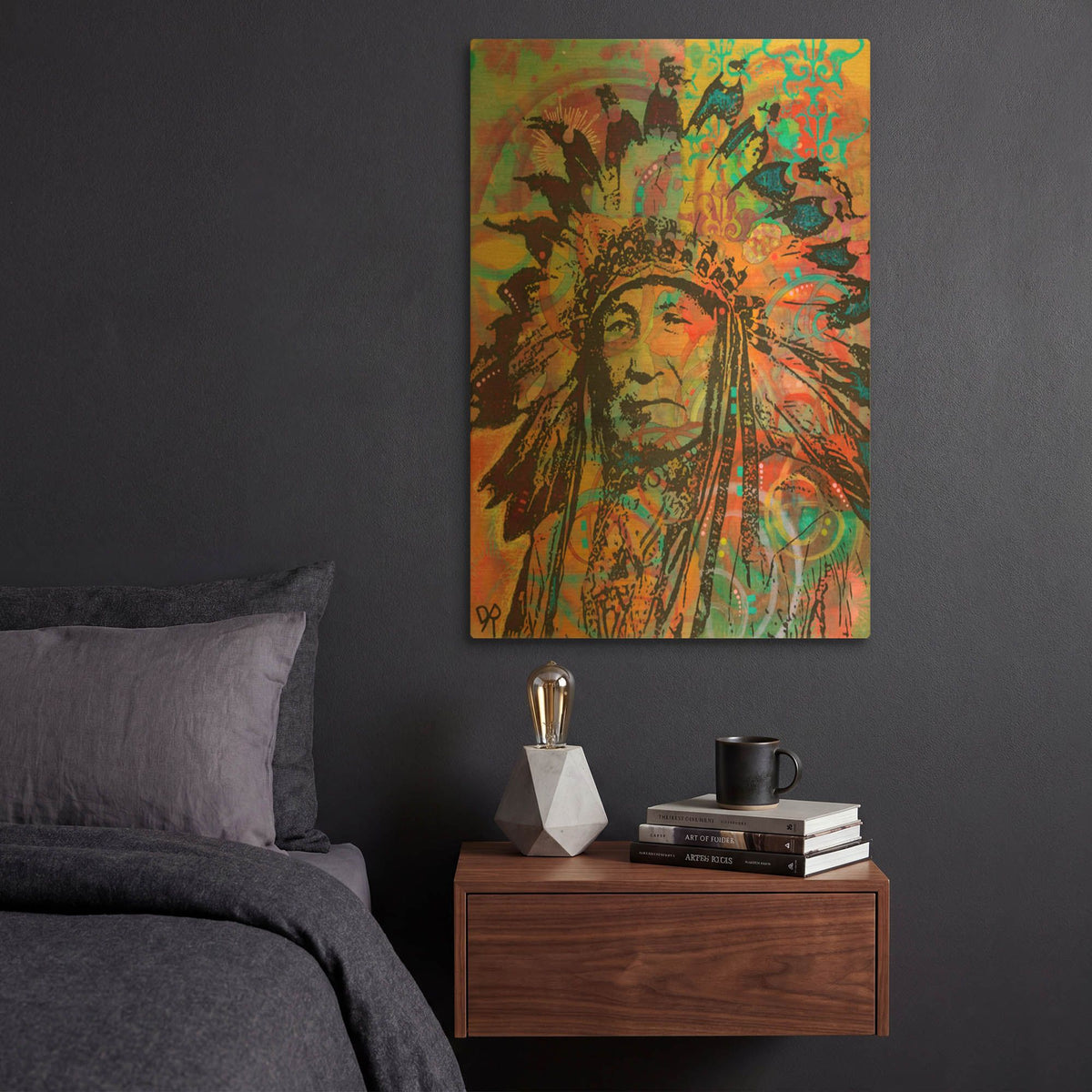 'Native American V' By Dean Russo Gold Metal Wall Art