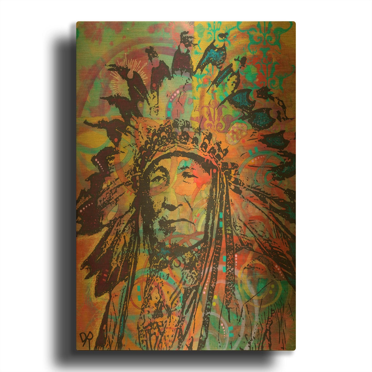 'Native American V' By Dean Russo Gold Metal Wall Art