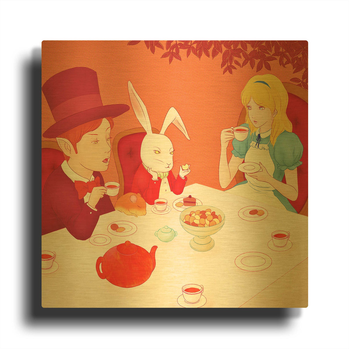 'Alice' By Sai Tamiya Gold Metal Wall Art