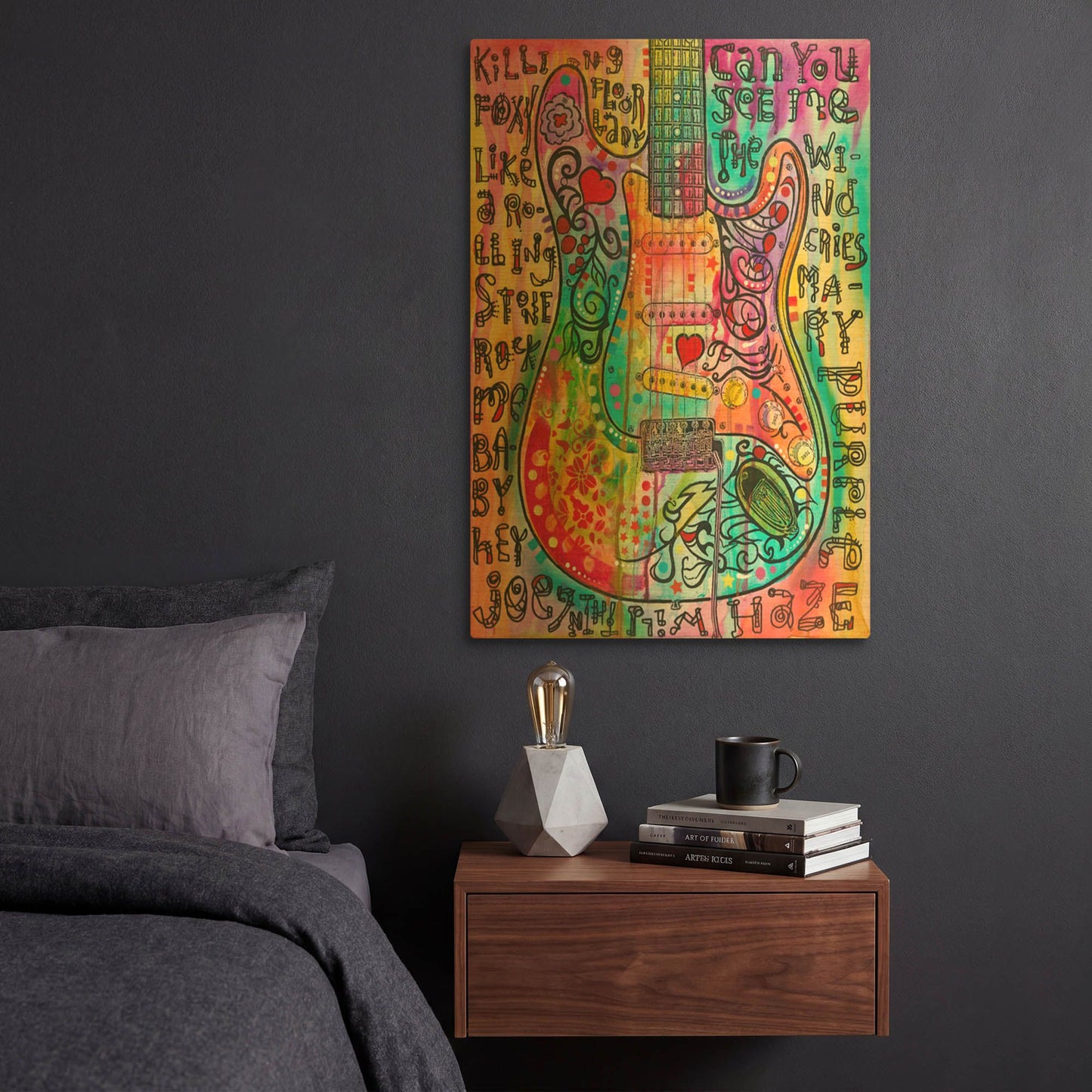 'Jimmies Guitar' By Dean Russo Gold Metal Wall Art