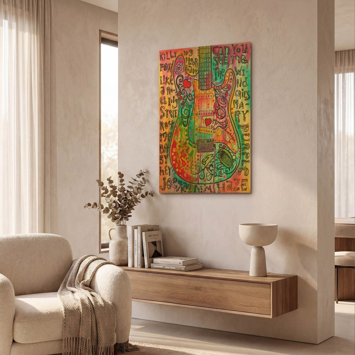 'Jimmies Guitar' By Dean Russo Gold Metal Wall Art
