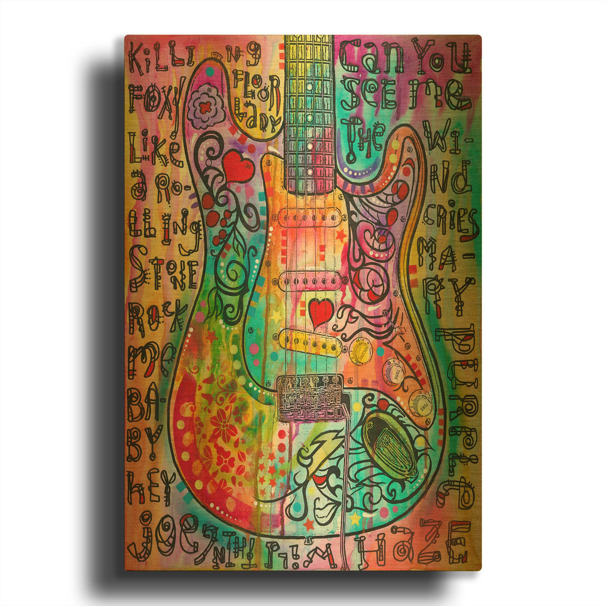 'Jimmies Guitar' By Dean Russo Gold Metal Wall Art