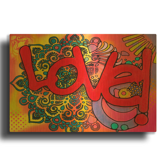 'Love I' By Dean Russo Gold Metal Wall Art